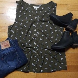 Olive Green Zebra Print Blouse